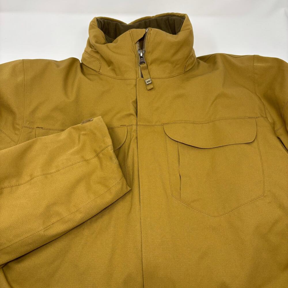REI Mens Small Mustard Brown 2 in 1 Full Zip Four Pocket Jacket